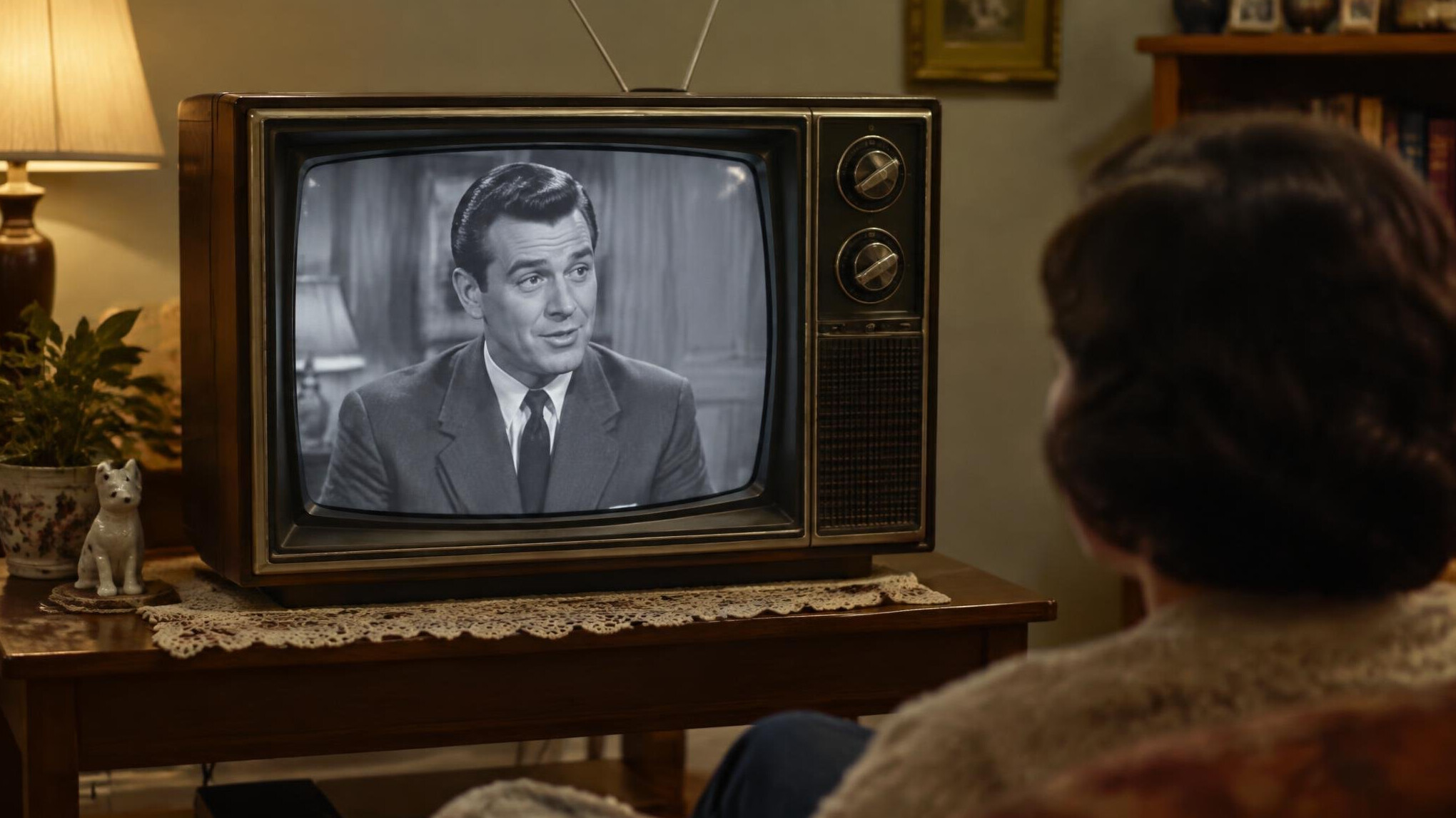 vintage television set on table