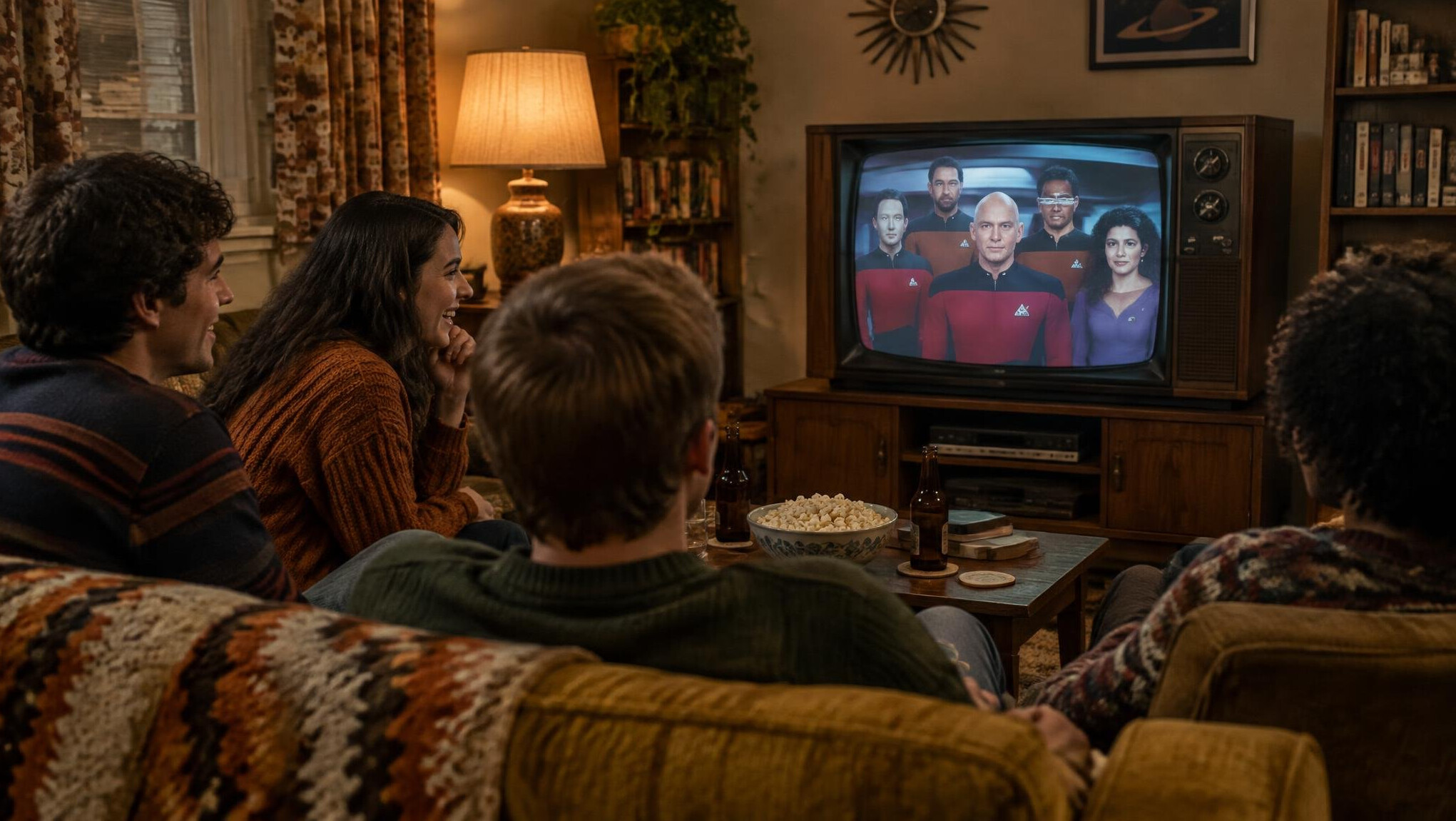 group of friends watching tv