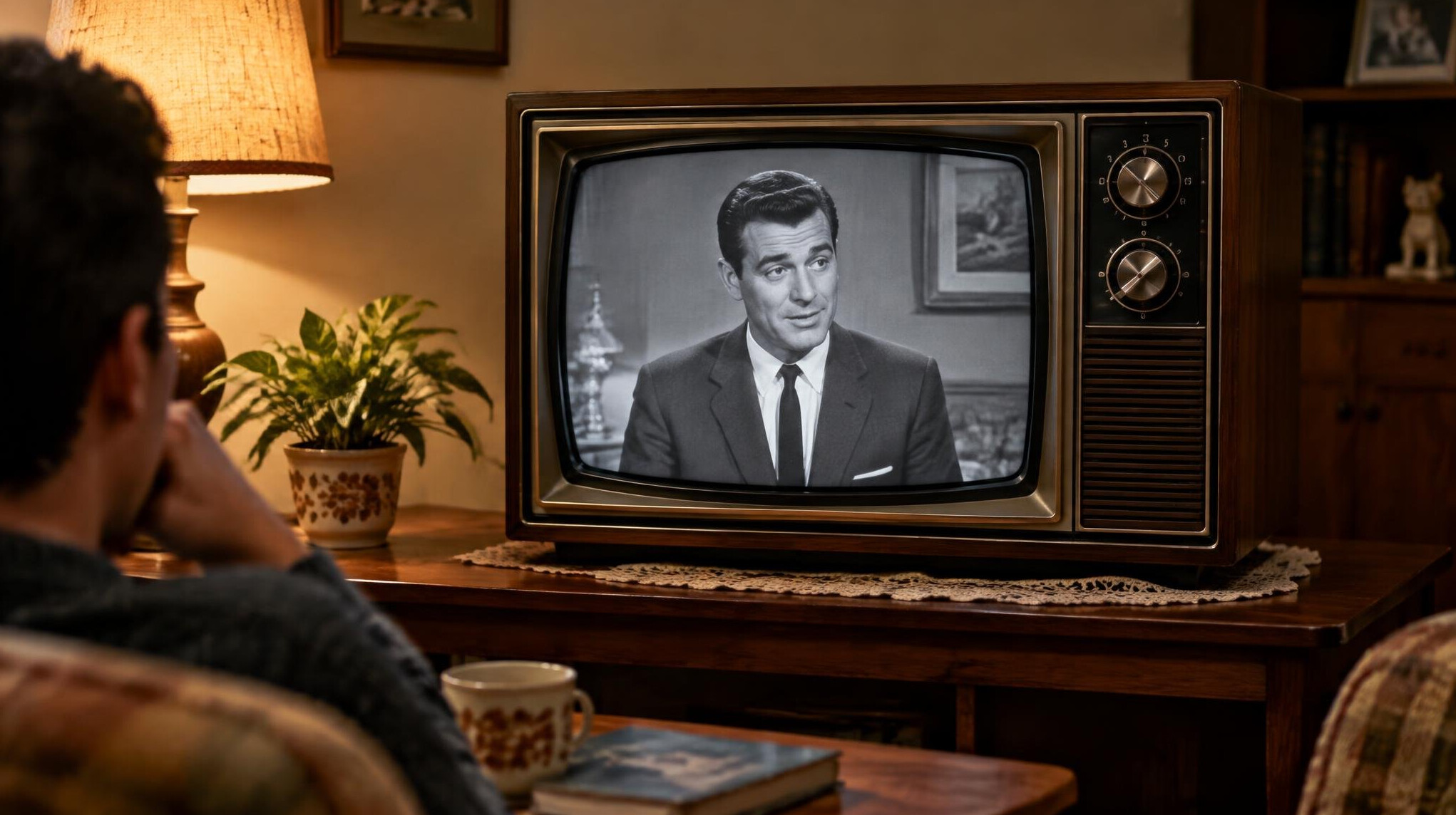 vintage television set on table